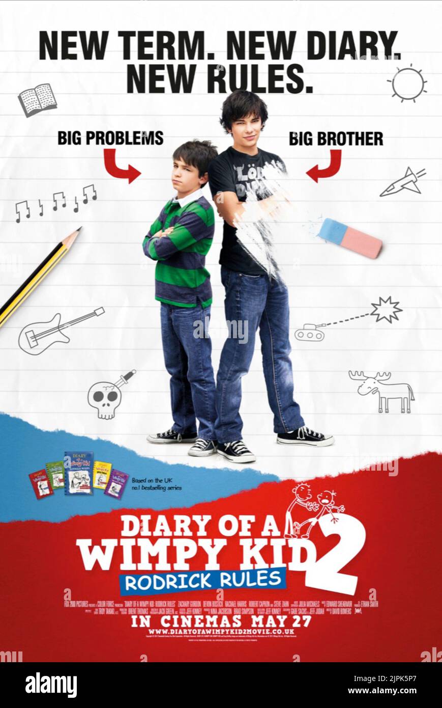 ZACHARY GORDON, DEVON BOSTICK POSTER, DIARY OF A WIMPY KID: RODRICK RULES, 2011 Stock Photo