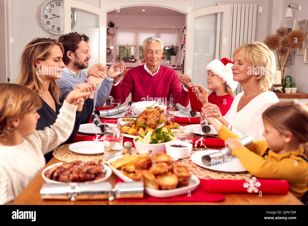 christmas, family, praying, prayer, feast, merry christmas, x-mas, xmas, families, pray, worship, prayers, feasts Stock Photo