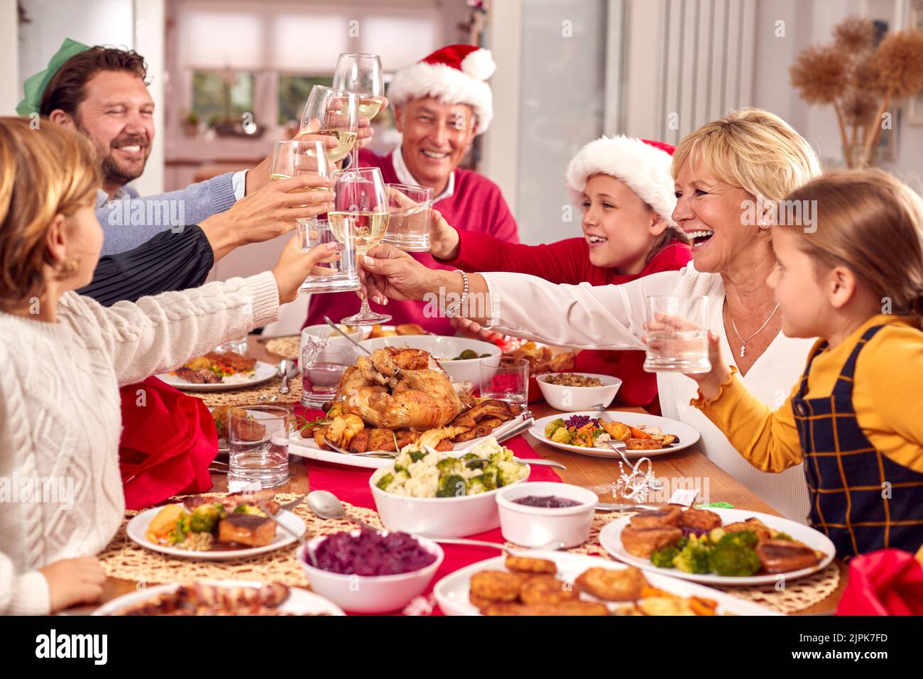 family, toast, cheers, christmas dinner, families, toasts, cheer, christmas dinners Stock Photo