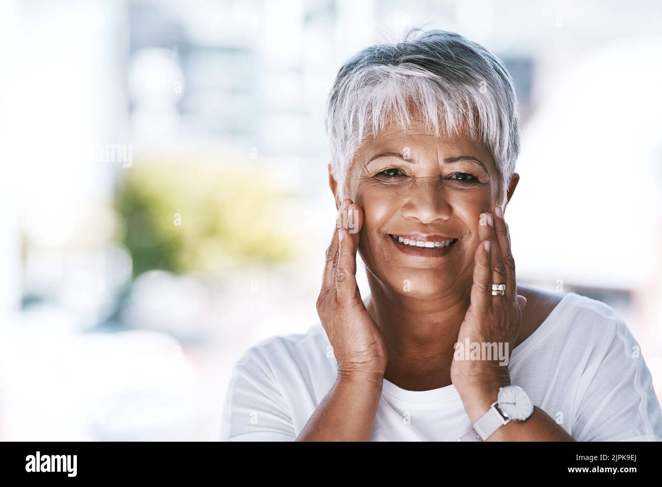Mature natural woman looking camera hi-res stock photography and images -  Alamy