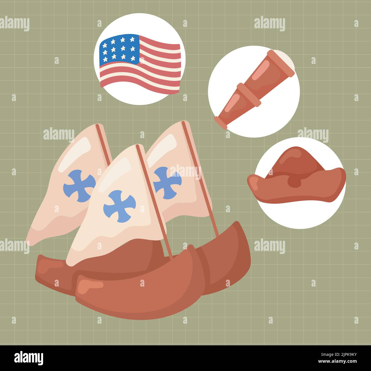 columbus day, icon collection Stock Vector