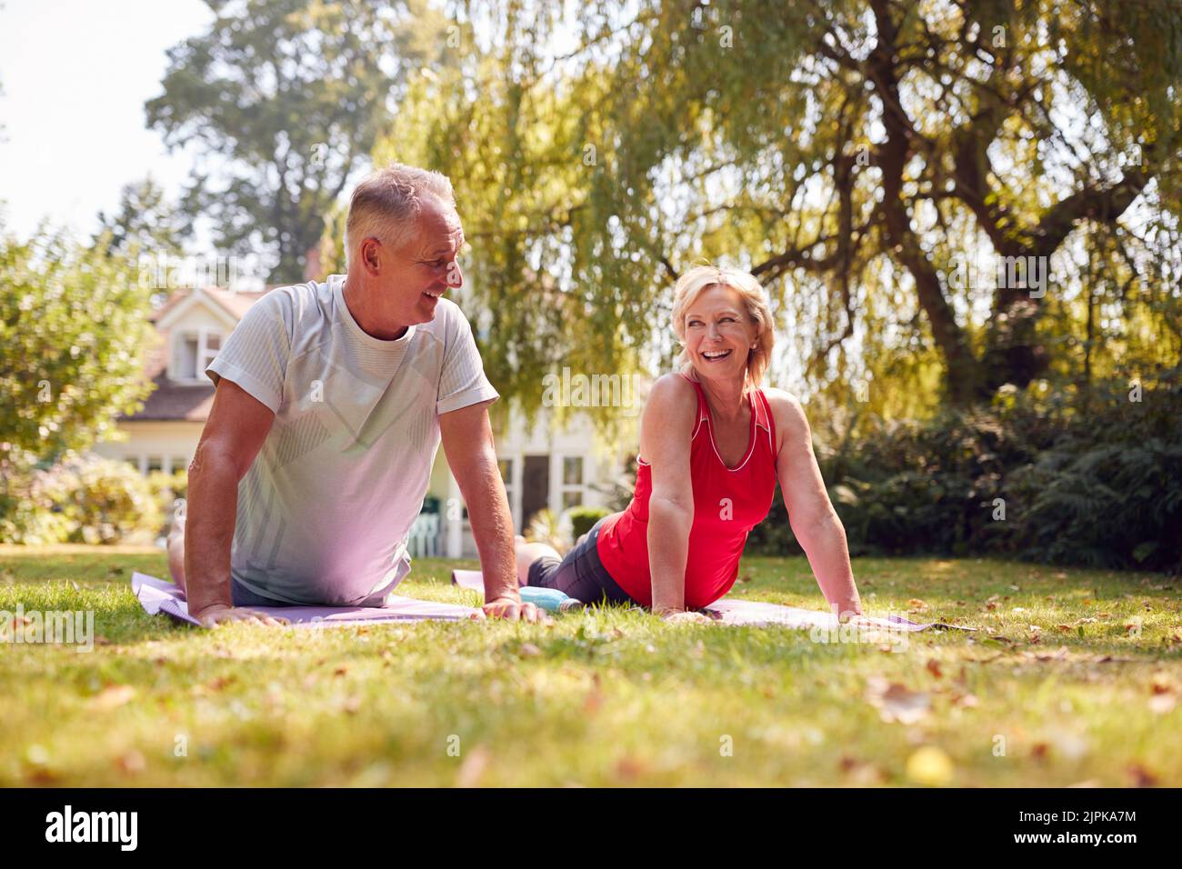garden, yoga, older couple, back bending, outdoor yoga, gardens, yogas ...