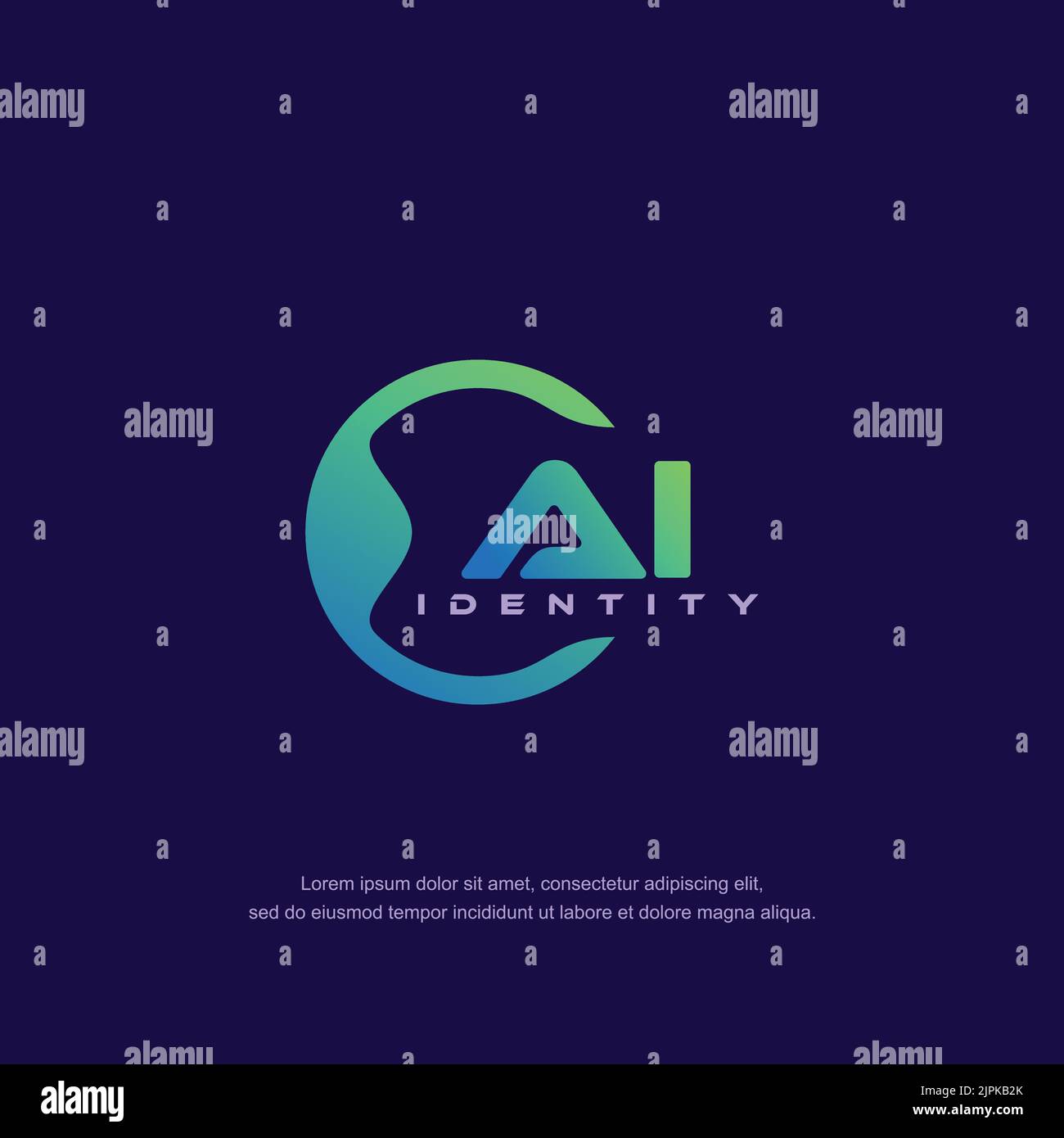AI Initial letter circular line logo template vector with gradient color blend Stock Vector