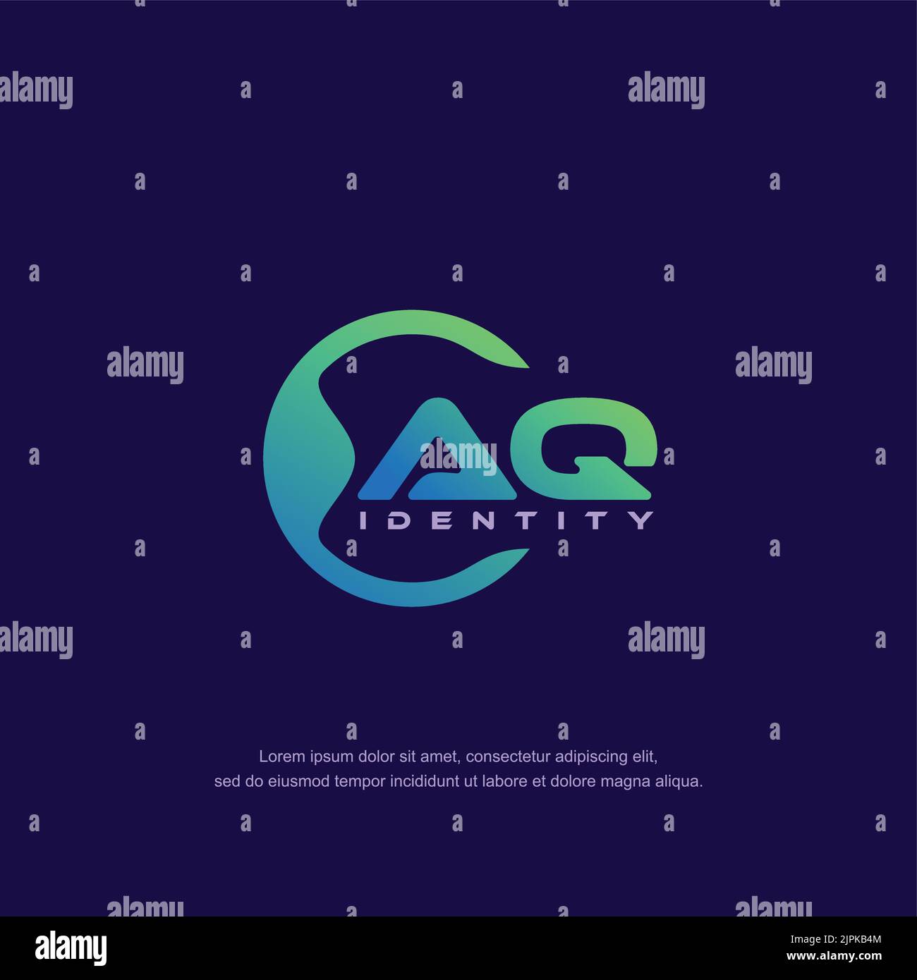 AQ Initial letter circular line logo template vector with gradient color blend Stock Vector