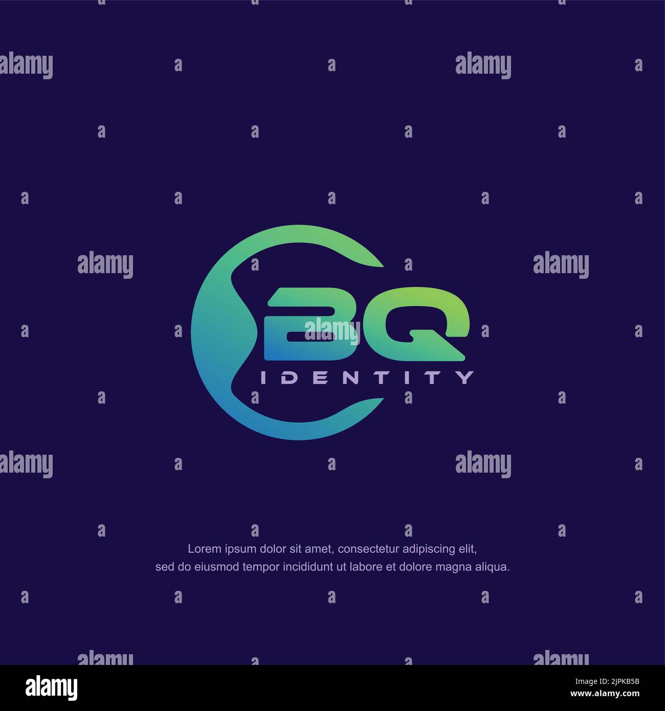 BQ Initial letter circular line logo template vector with gradient color blend Stock Vector