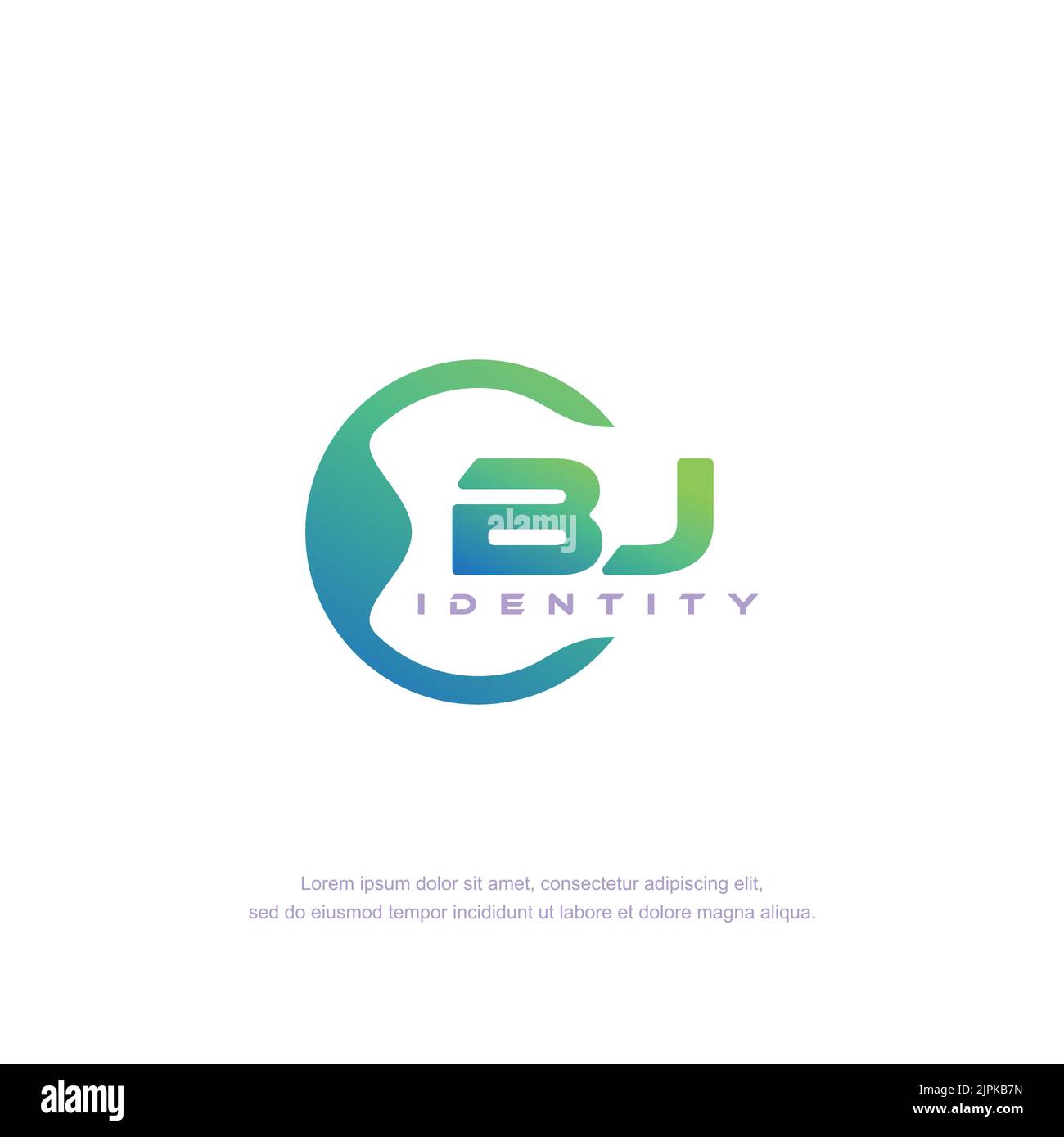 BJ Initial letter circular line logo template vector with gradient color blend Stock Vector