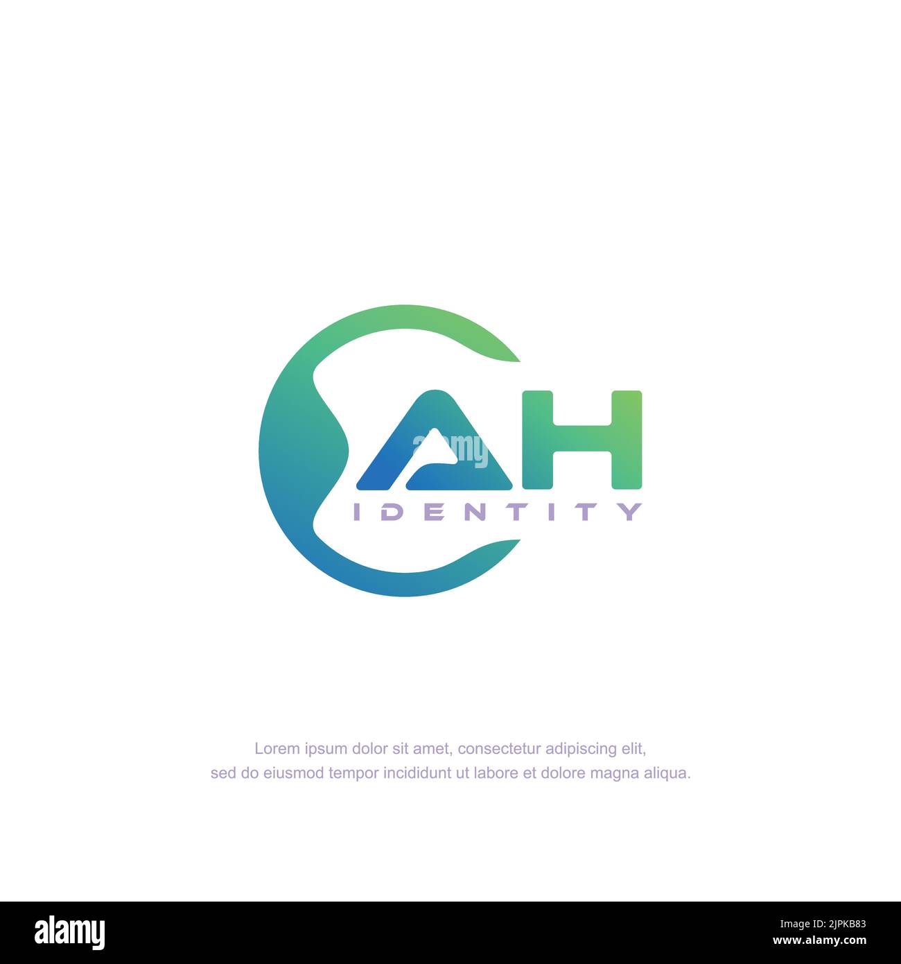 AH Initial letter circular line logo template vector with gradient color blend Stock Vector