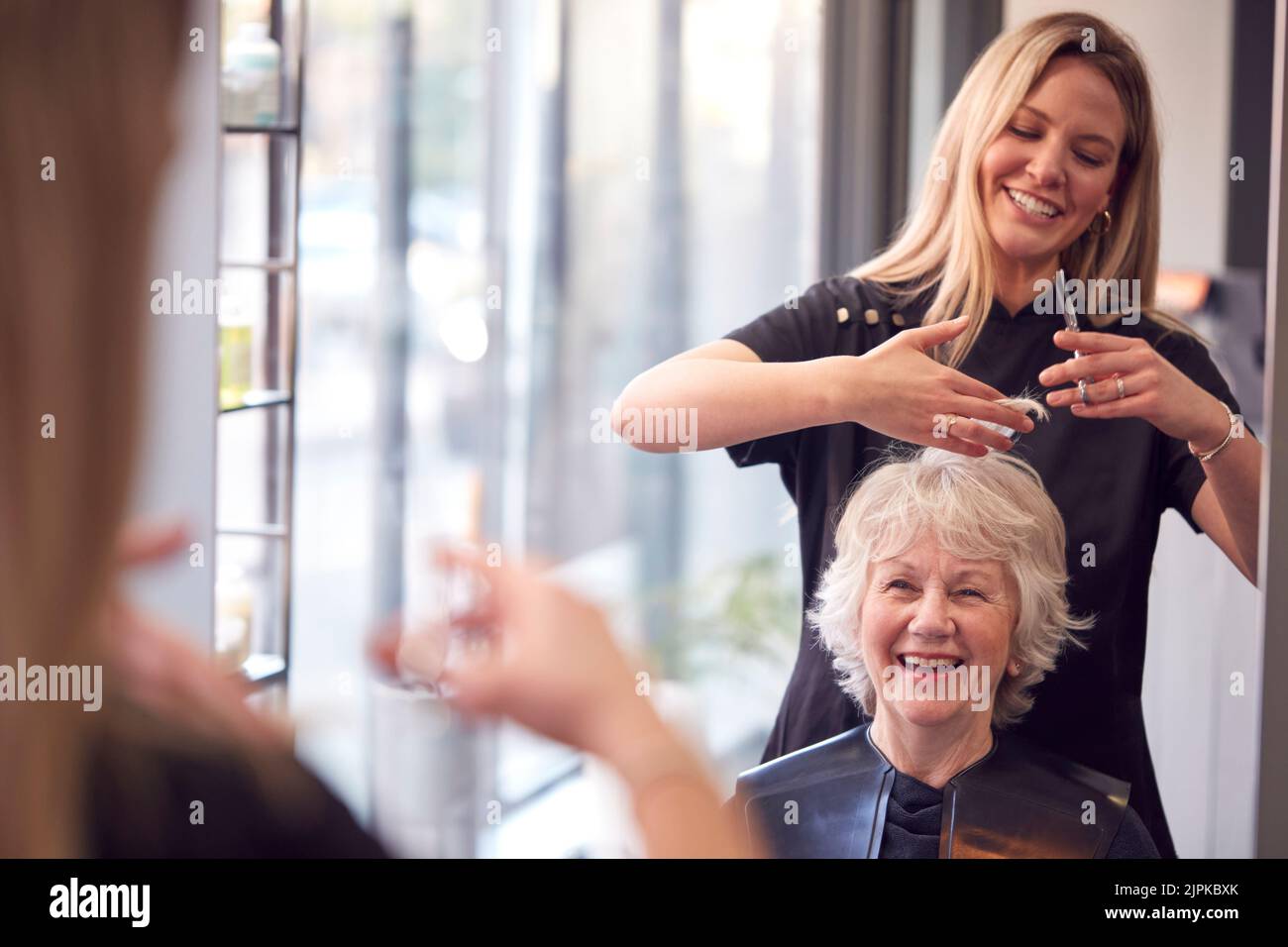senior, smiling, hairdresser, haircut, elderly, old, seniors, smile