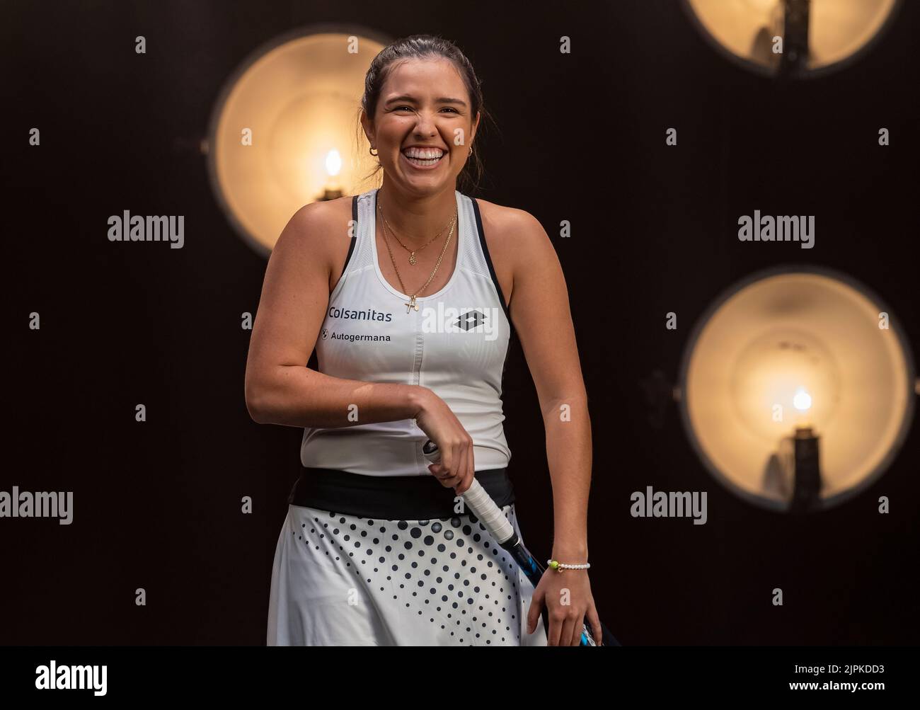 March 8, 2022; Indian Wells, CA 2022 BNP Paribas Open Tennis Channel player shoot Camila Osorio (COL Stock Photo
