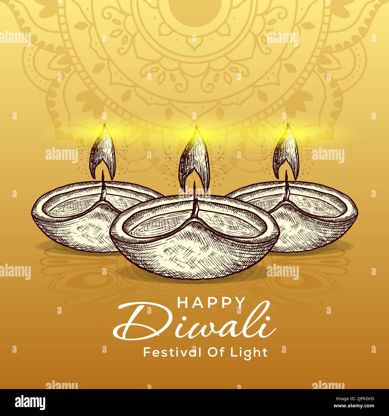 hand drawn happy diwali illustration Stock Vector