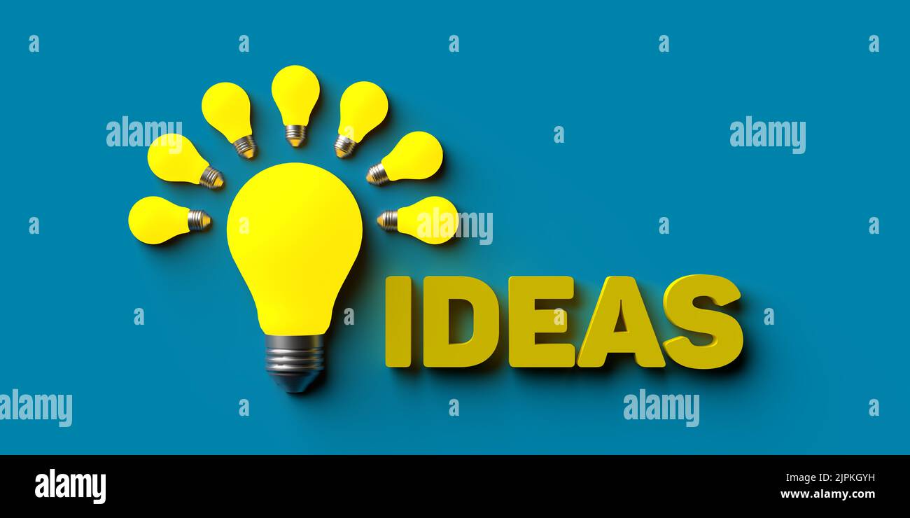 Idea and creativity concept: Realistic light bulb icon for creative analytical thinking. Teamwork processing brainstorming. Ideas symbol illustration. Stock Photo