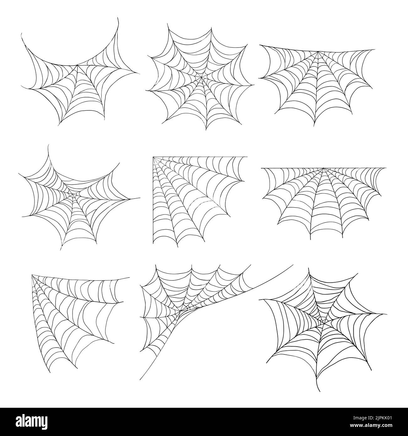 spider web for halloween and cobweb elements decoration isolated on white background. Stock Vector