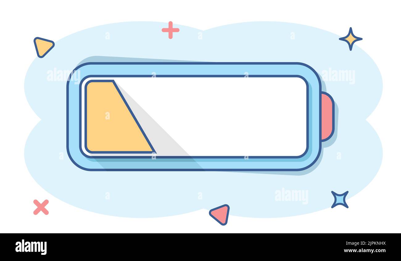 Vector cartoon battery charge level indicator sign icon in comic style ...