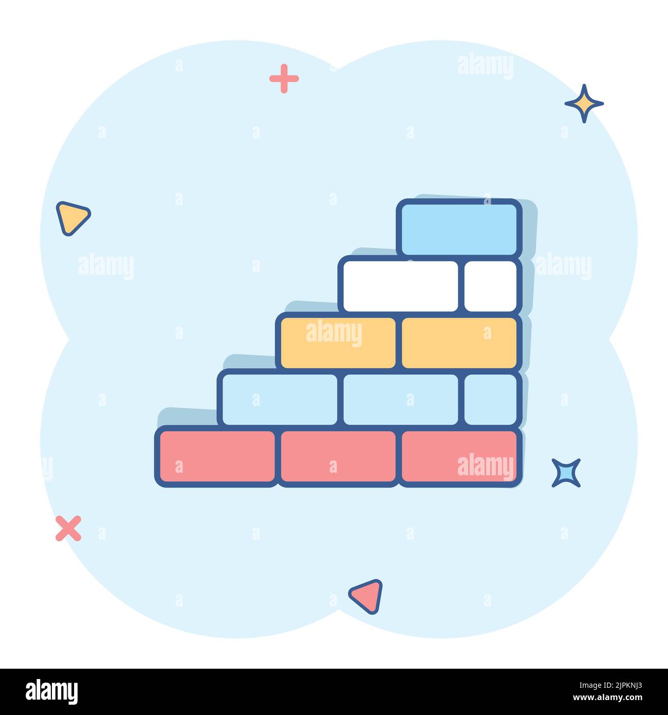 Vector cartoon wall brick icon in comic style. Wall sign illustration ...