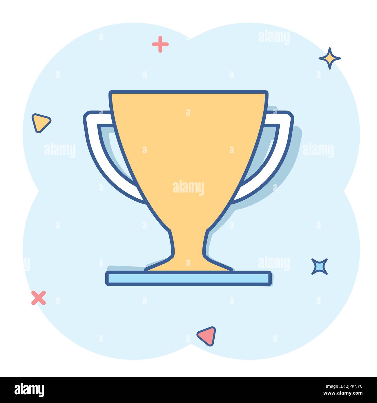 Vector cartoon trophy cup icon in comic style. Winner sign illustration ...