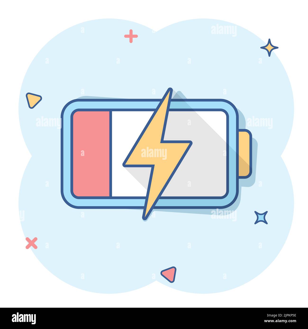 Vector cartoon battery charge level indicator sign icon in comic style ...