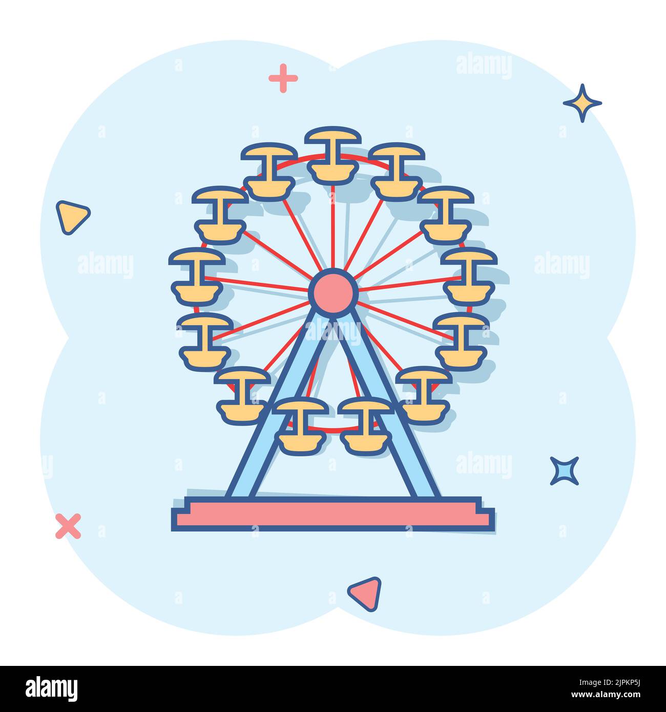 Vector cartoon ferris wheel icon in comic style. Carousel in park sign ...