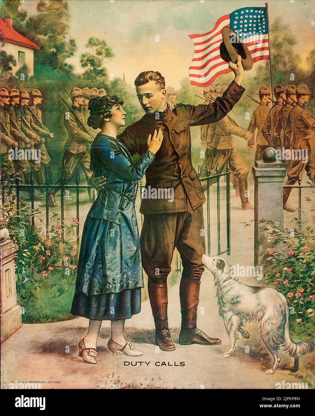 Original WWI Poster Duty Calls Chicago E G Renesch 1917 Stock Original WWI Poster Duty Calls Chicago E G Renesch 1917 Stock