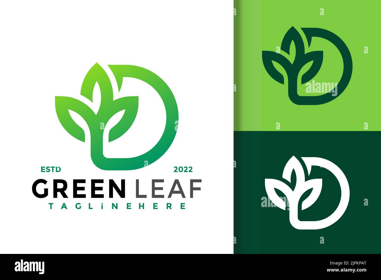 A vector illustration of a set of green leaf ecology Stock Vector Image ...