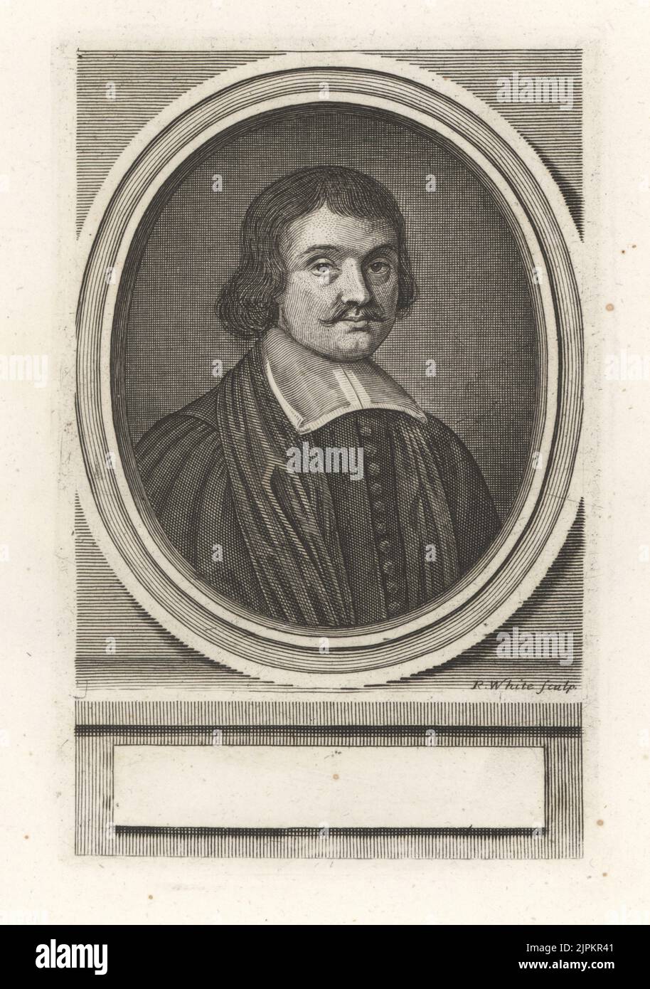Robert Leighton, Bishop of Glasgow, Scottish prelate and scholar,  1611-1684. In plain collar and ecclesiastical robes. Original plate by Robert White. Copperplate engraving from Samuel Woodburn’s Gallery of Rare Portraits Consisting of Original Plates, George Jones, 102 St Martin’s Lane, London, 1816. Stock Photo