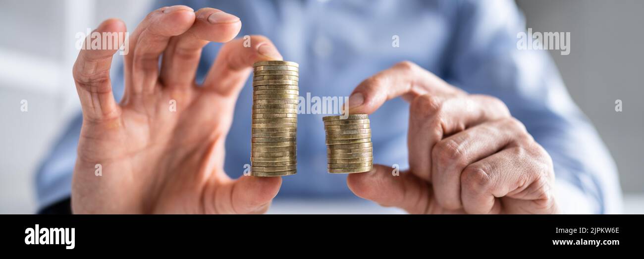 Compare Wage Gap And Tax Differences. Equal Pay Stock Photo