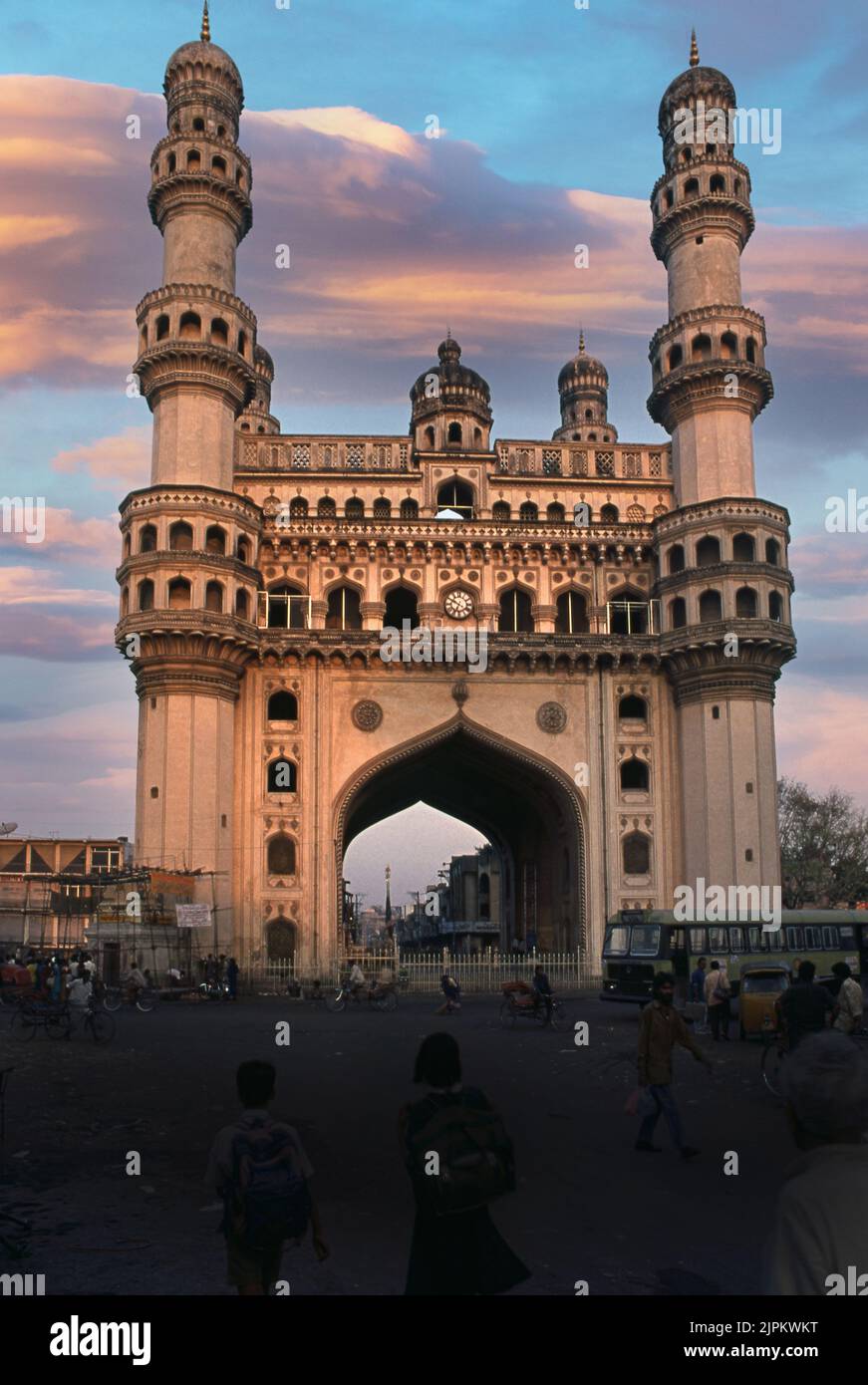 A vertical shot of the Charminar at the beautiful sunset in Hyderabad, India Stock Photo