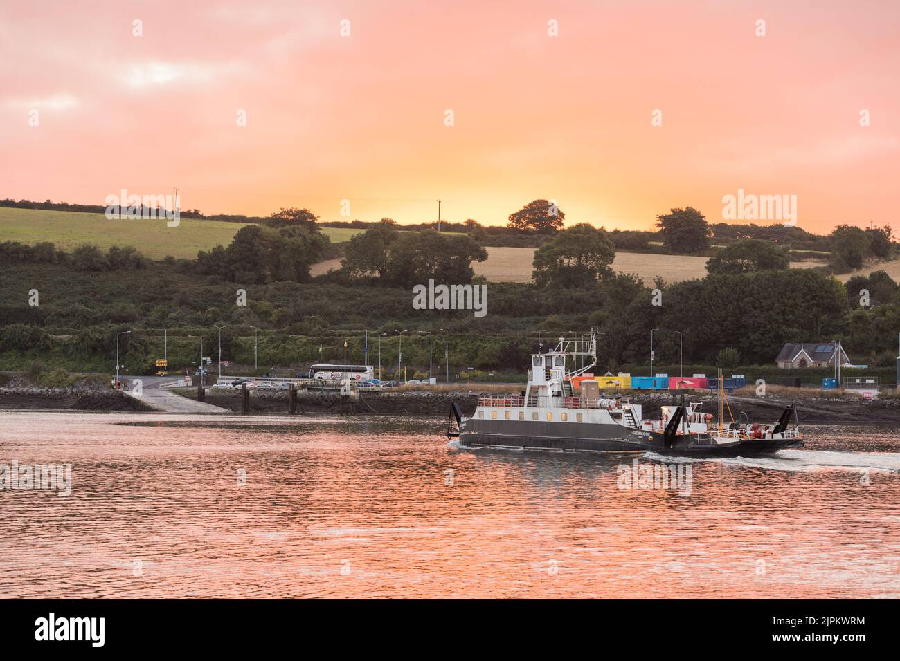Rushbrooke, Cork, Ireland. 19th August, 2022. Cross River Ferry Glenbrook makes a dawn crossing to Rushbrooke, Co. Cork, Ireland.- Credit; David Creedon / Alamy Live News Stock Photo