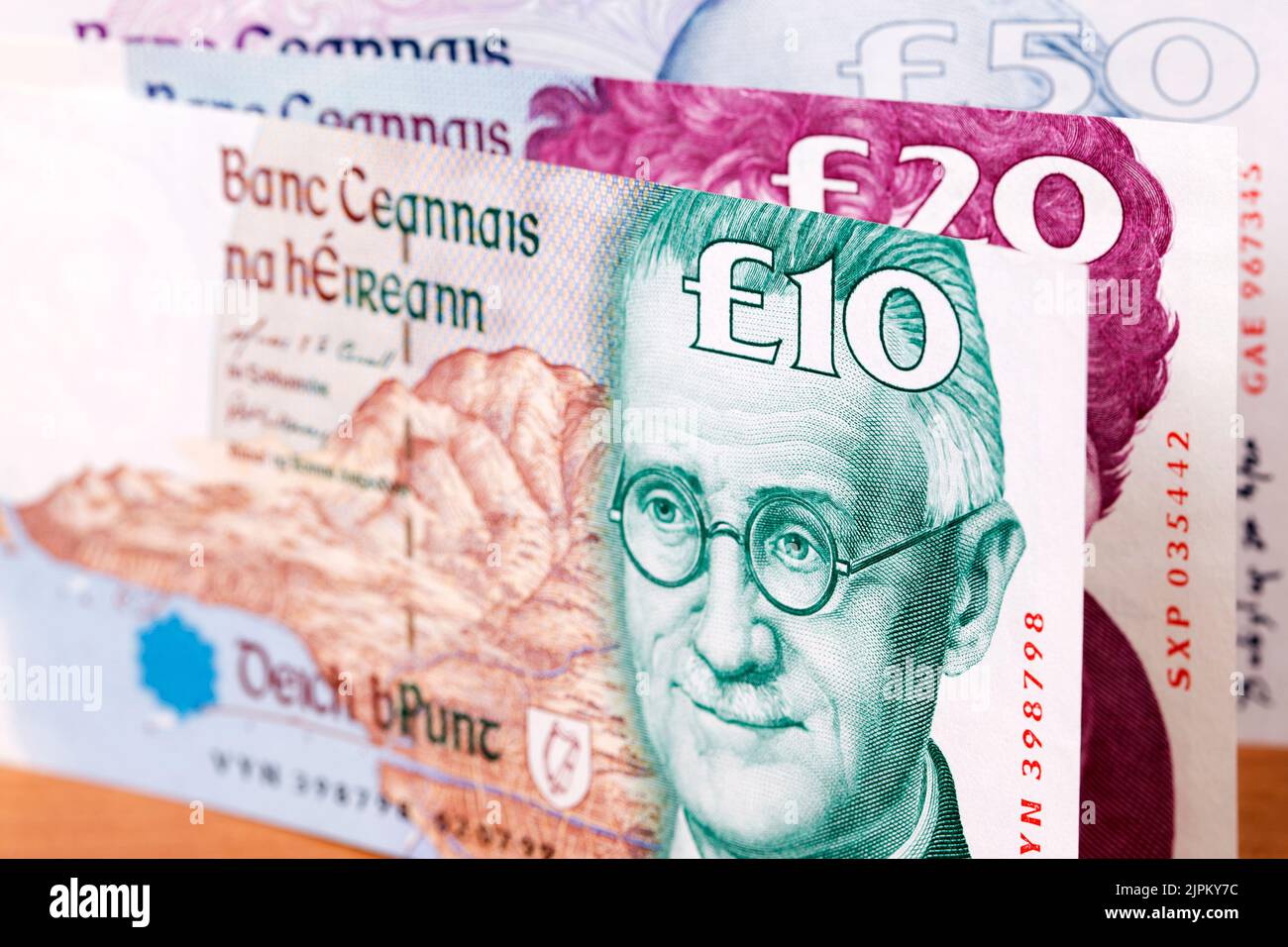 Irish money - Pounds a business background Stock Photo