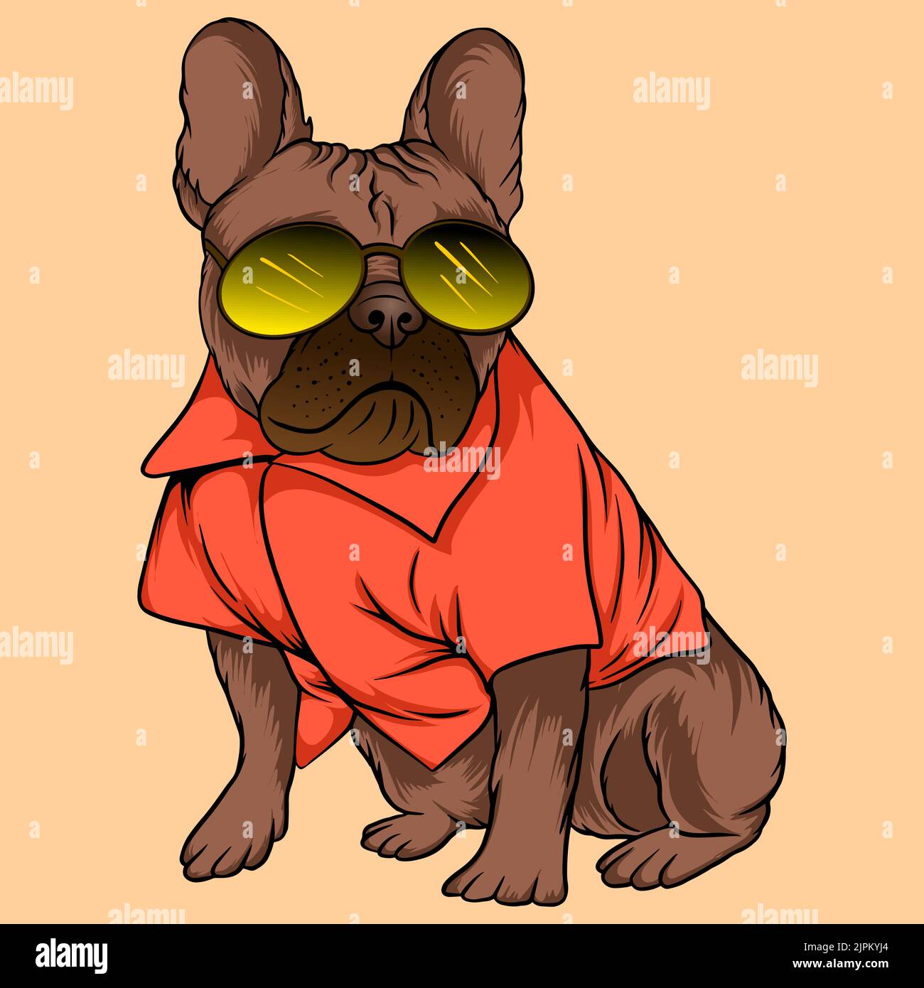 Dog pug in blue sunglasses and a red cap Vector Image