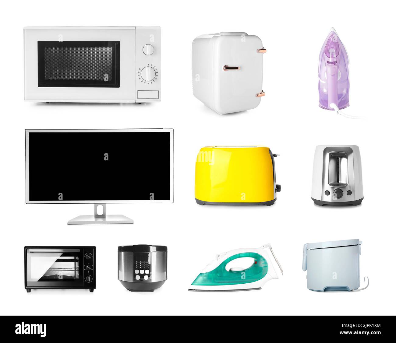 Set of different household appliances isolated on white Stock Photo Alamy