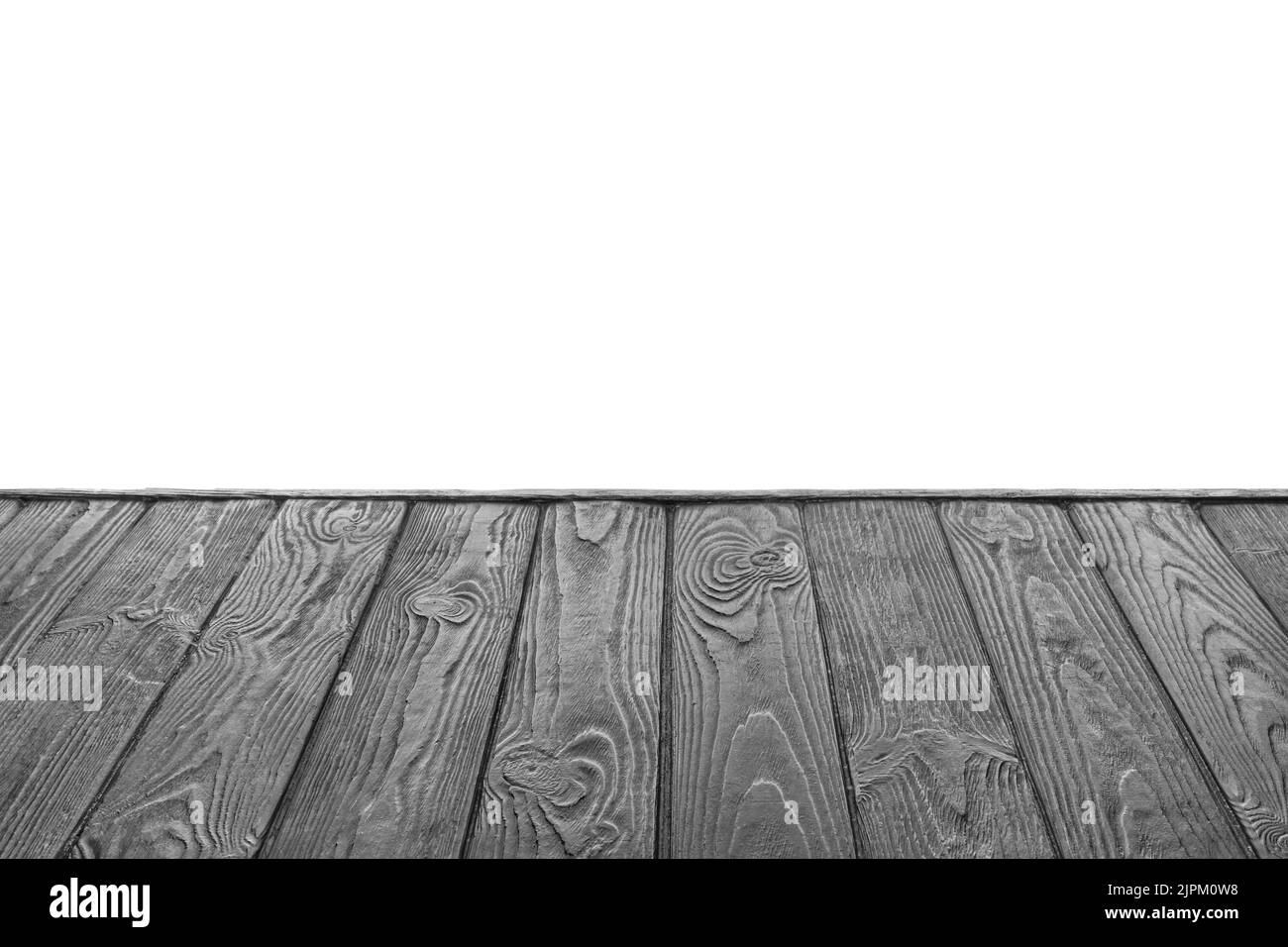 Black wooden board surface against white background Stock Photo