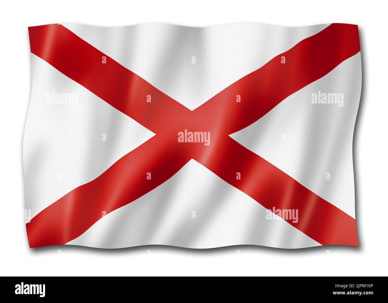 Alabama flag, united states waving banner collection. 3D illustration