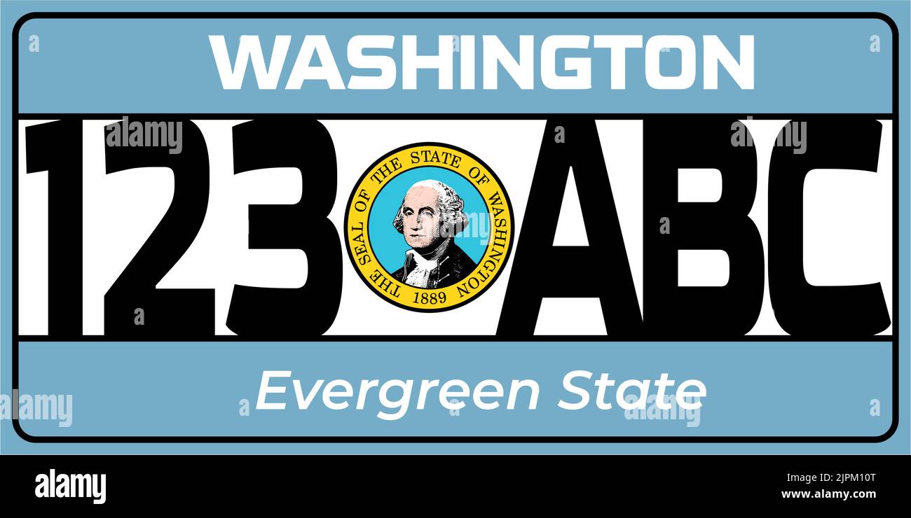 Vehicle license plates marking in Washington in United States of