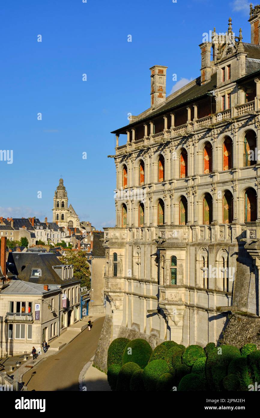 France, Loir-et-Cher, Blois, Blois Castle, Royal Château de Blois, facade of the lodges of the François Ier wing Stock Photo