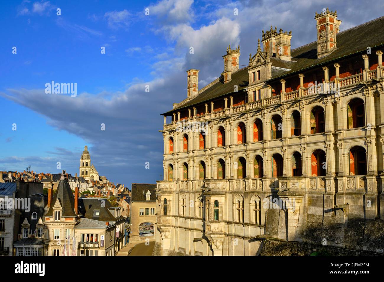 France, Loir-et-Cher, Blois, Blois Castle, Royal Château de Blois, facade of the lodges of the François Ier wing Stock Photo