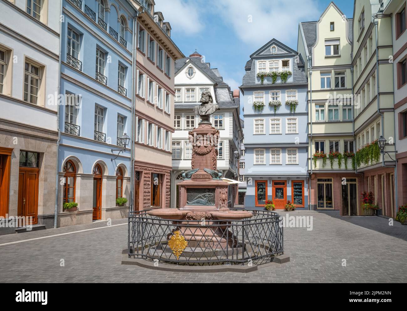 Frankfurt, Germany , the Friederich Stolze monument in Huhnermarkt Square Stock Photo