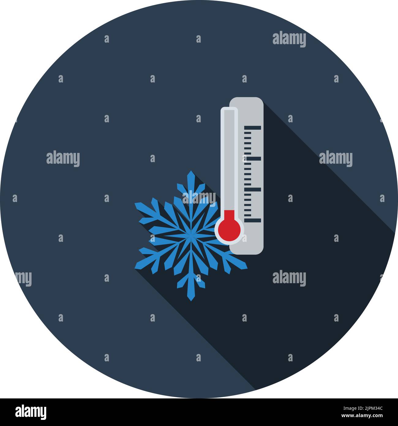 Winter Cold Icon. Flat Circle Stencil Design With Long Shadow. Vector ...