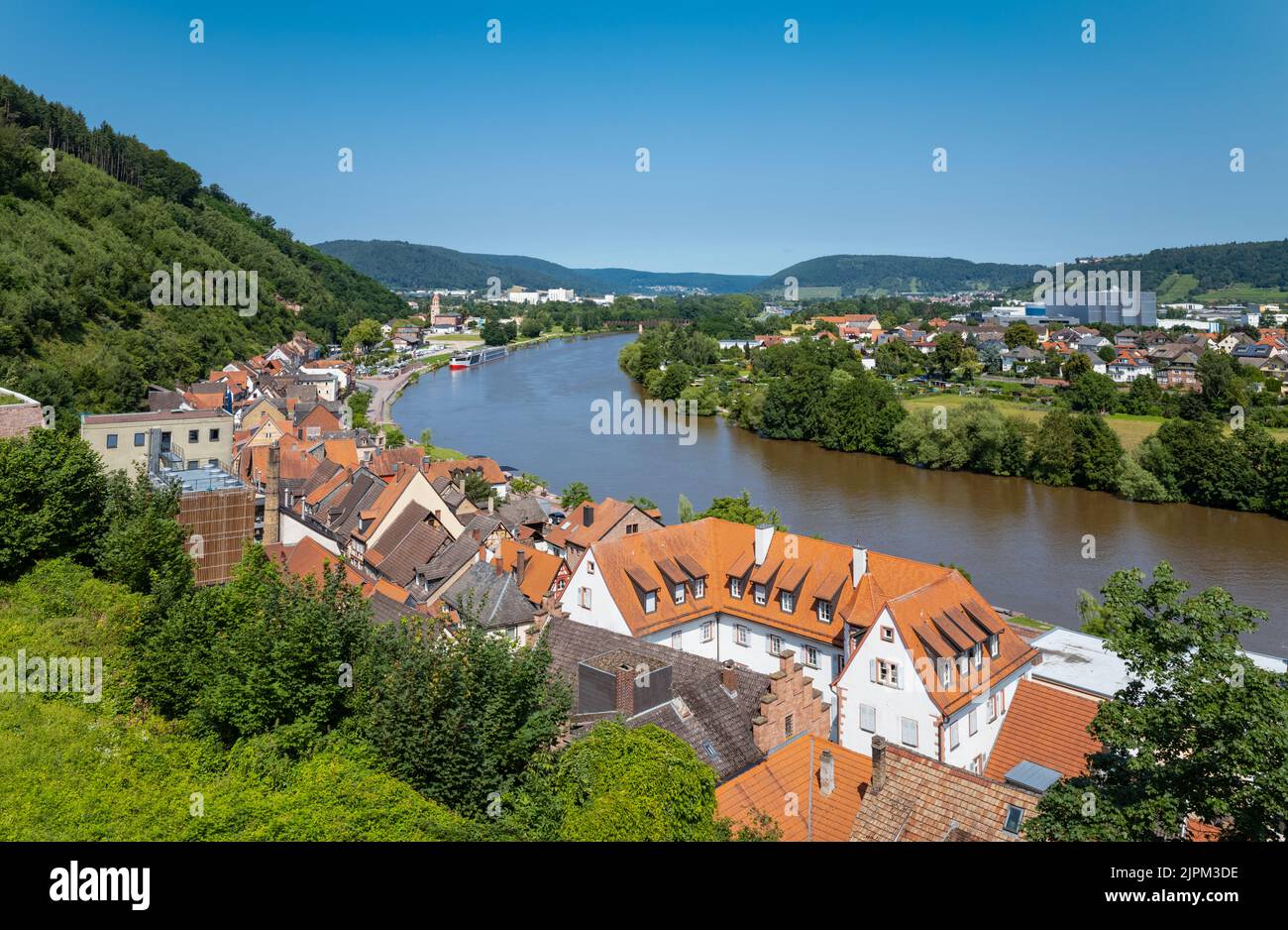 Germany, Miltenberg, the old town on the river Main seen from the castle Stock Photo