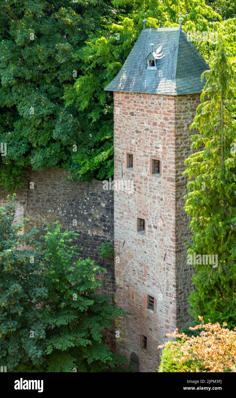Germany, Miltenberg, a medieval tower on the climb to the castle Stock Photo