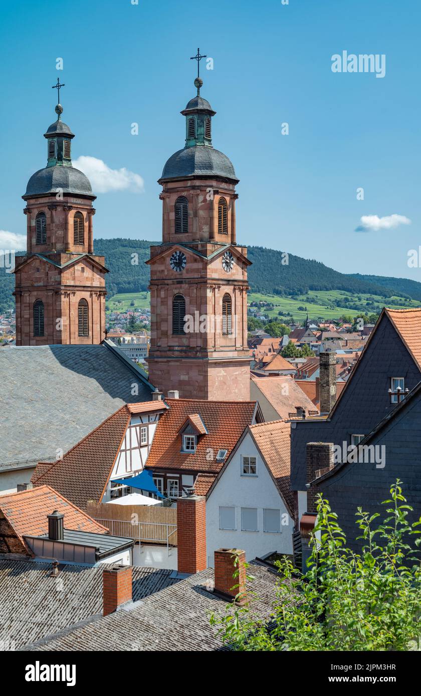 Germany,  Miltenberg, the cathedral and the old town seen from the castle Stock Photo