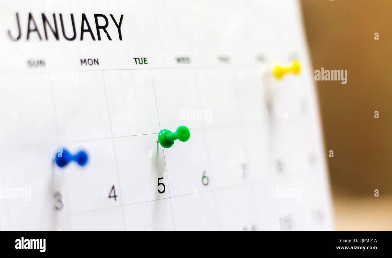 Calendar and scheduled appointments with pins Stock Photo Alamy