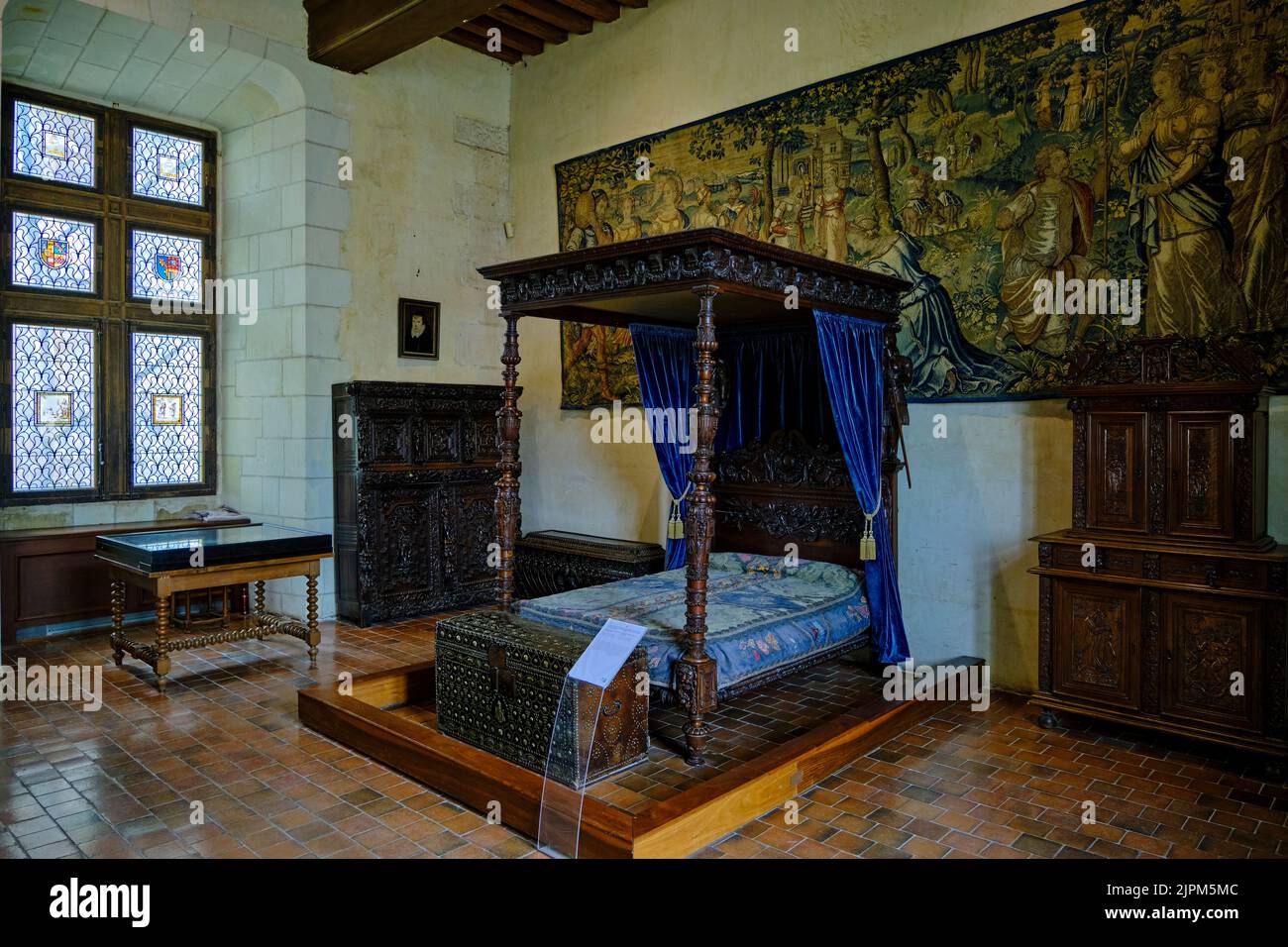 France, Indre-et-Loire, Chaumont-sur-Loire, Chaumont-sur-Loire castle,  Catherine de Medicis  bedroom Stock Photo