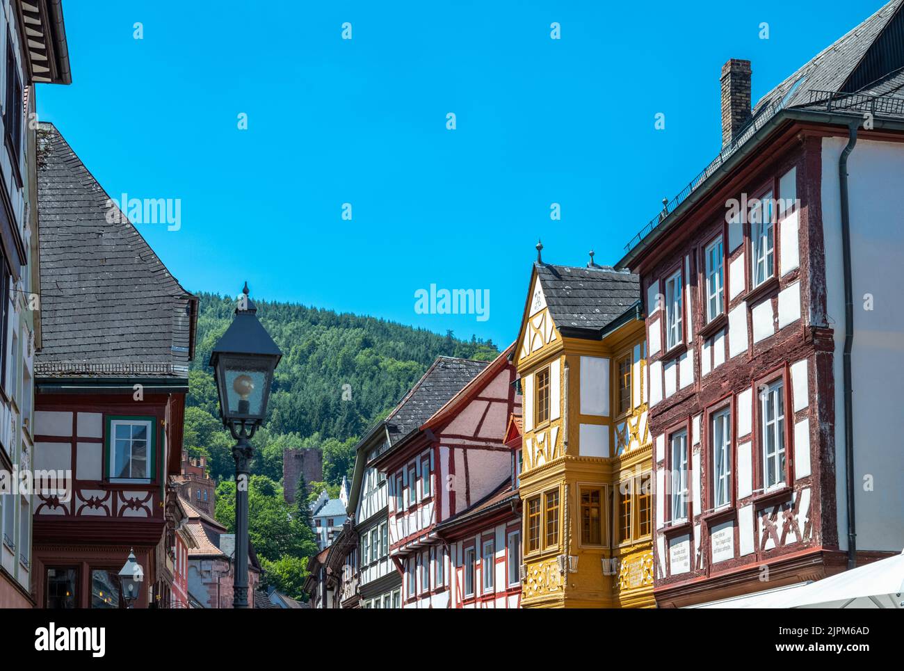 Germany, Miltenberg, the ancient half-timbered houses of the Main street Stock Photo