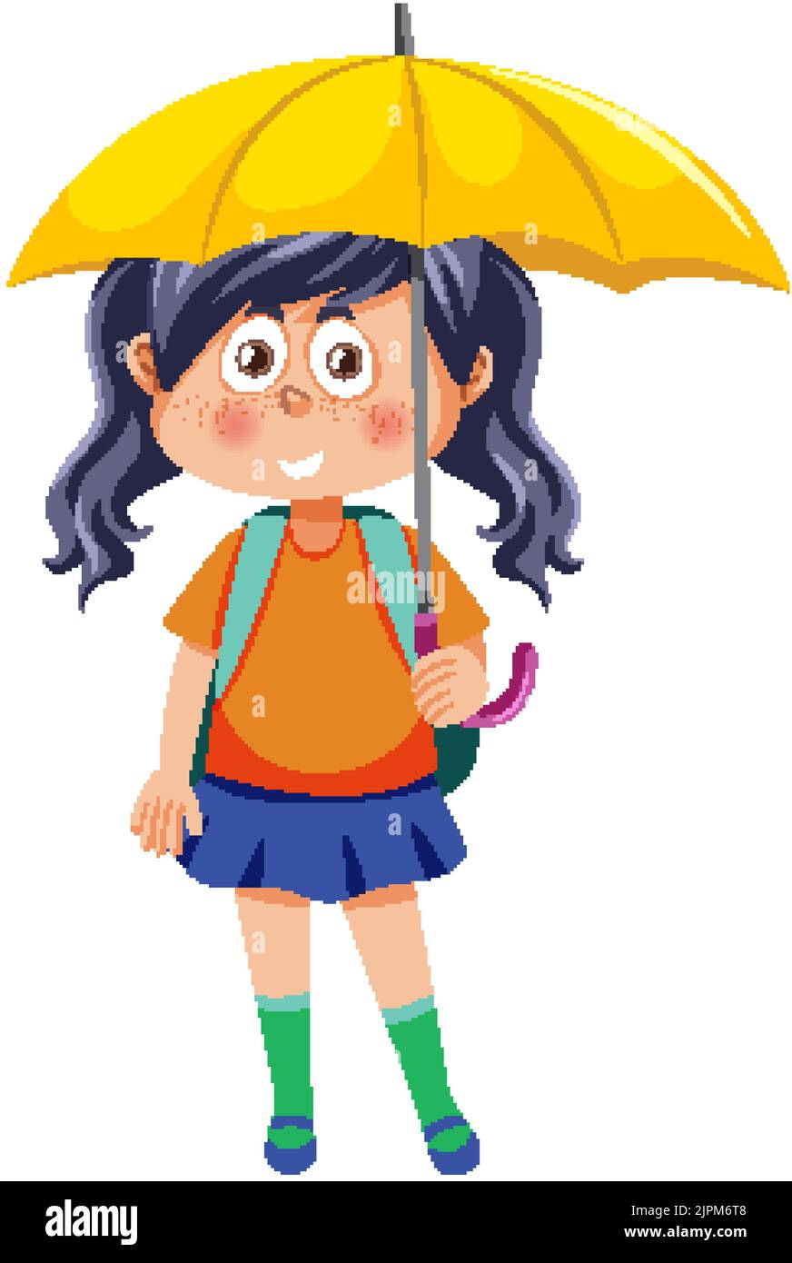 Cute girl holding umbrella illustration Stock Vector Image & Art Alamy