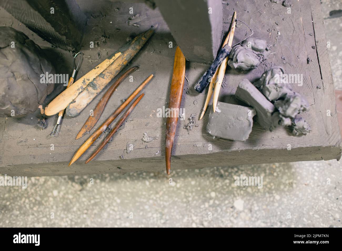 Tools sculptor for create sculpt bust clay human sculpture. Statue