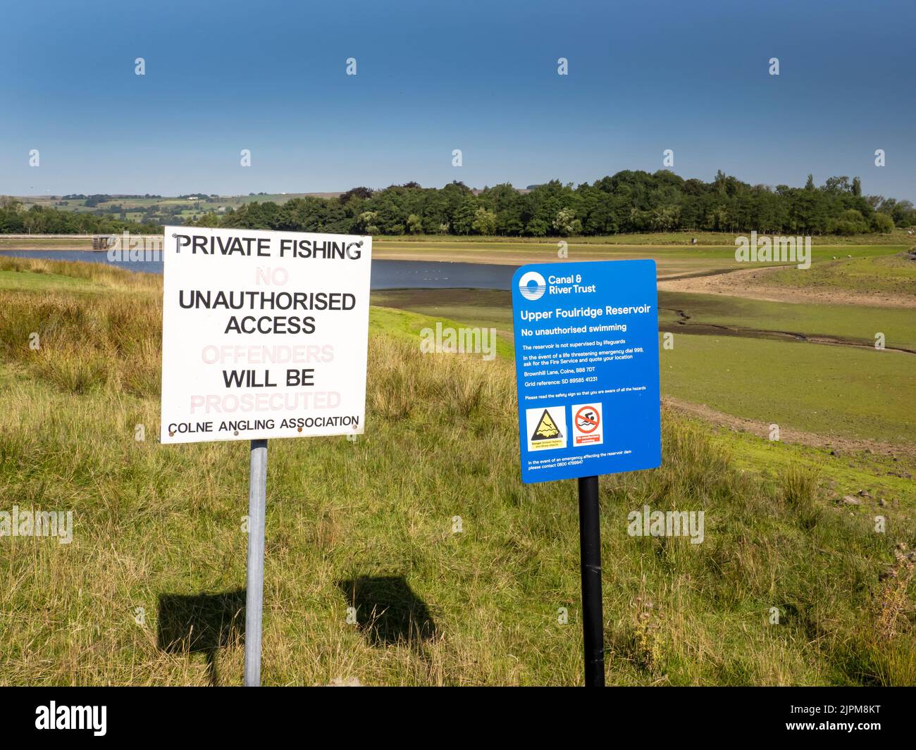 Foulridge reservoir near Colne in drought conditions after one of the