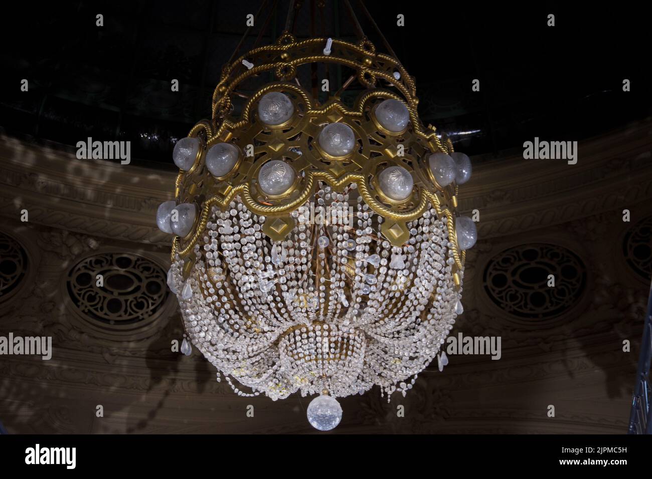 ceiling lamp The art nouveau opéra, inside Vichy, France Stock Photo ...