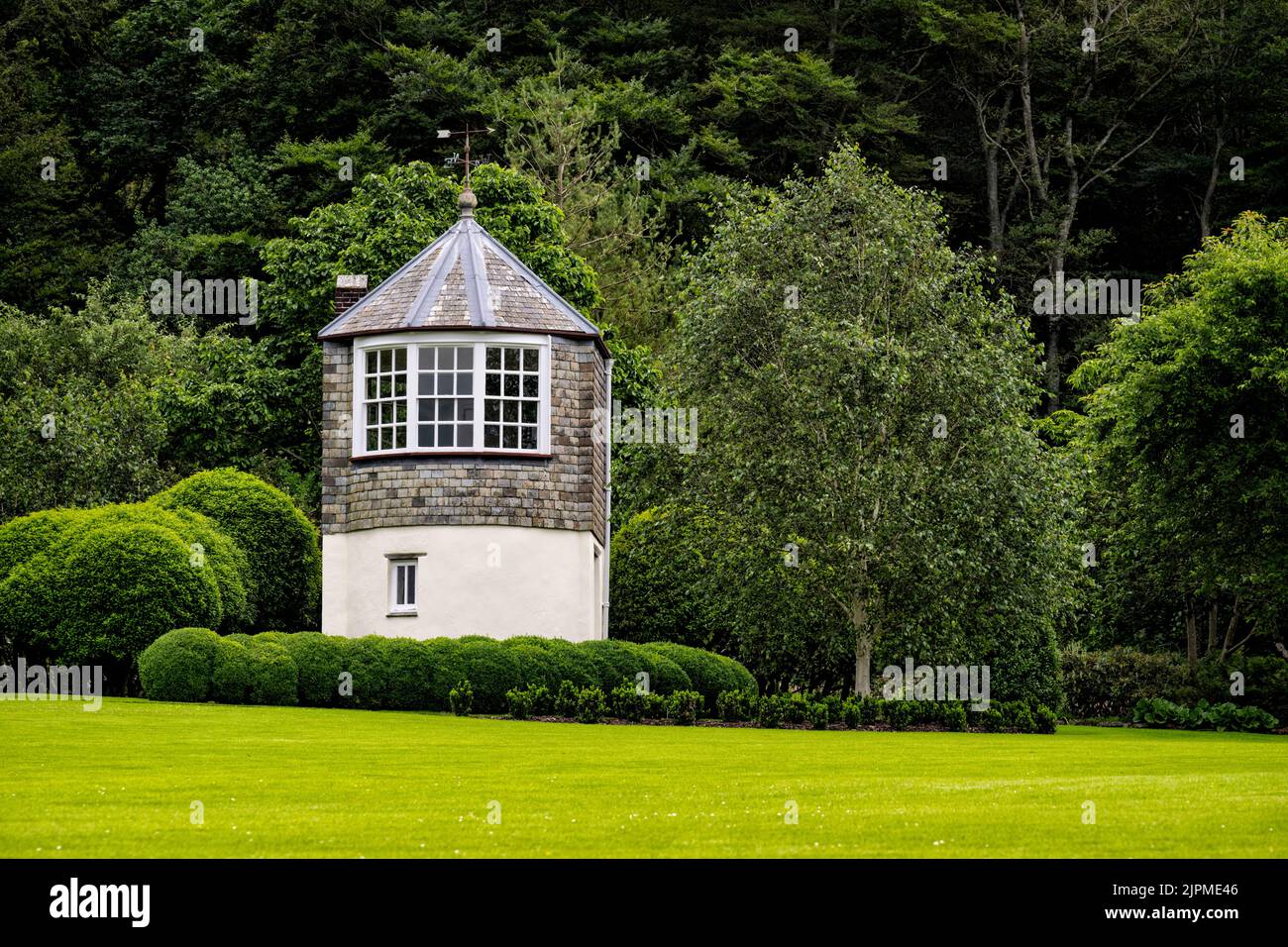 The Gazebo, dating from approx. 1752 was formerly located at Palmer House.  RHS Rosemoor Garden, Great Torrington, Devon, UK Stock Photo