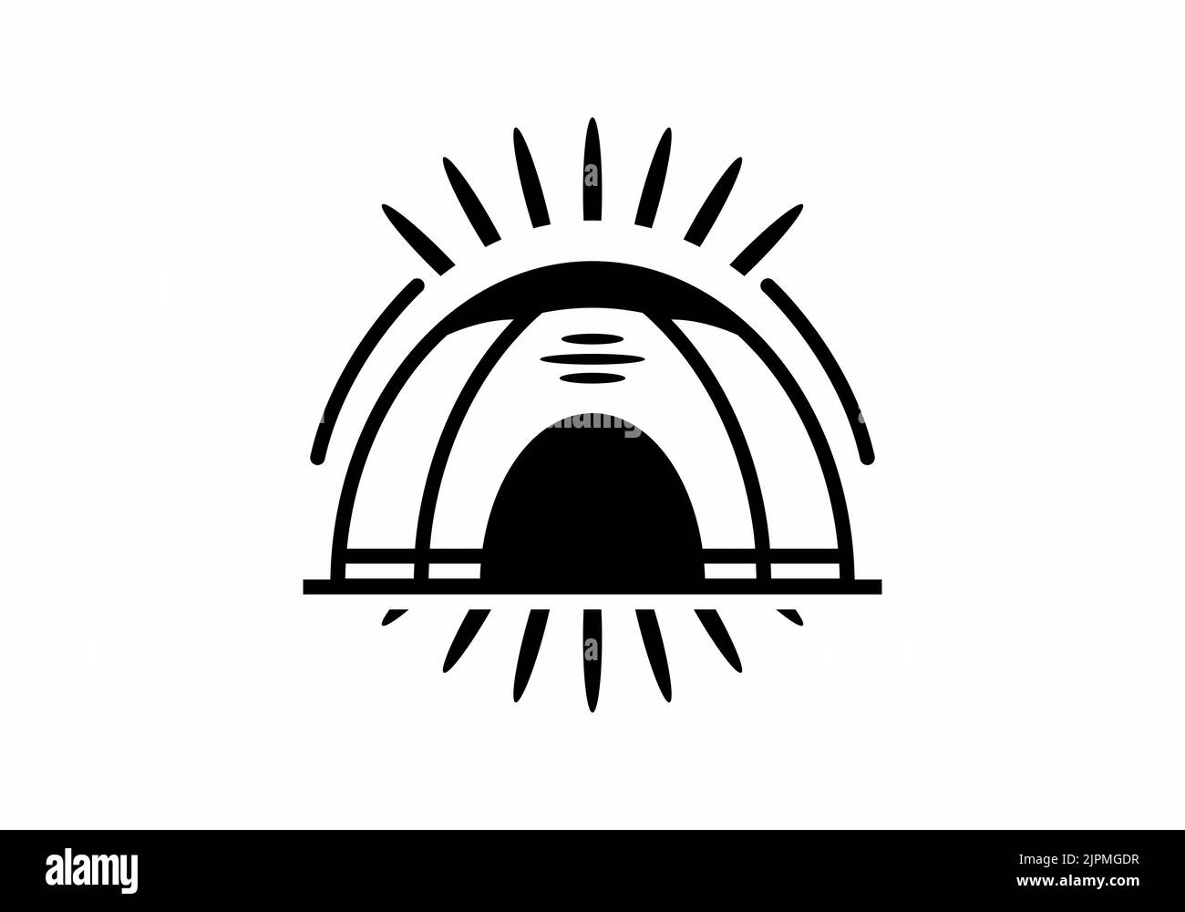 Dome tent for camping in monoline art illustration design Stock Vector ...