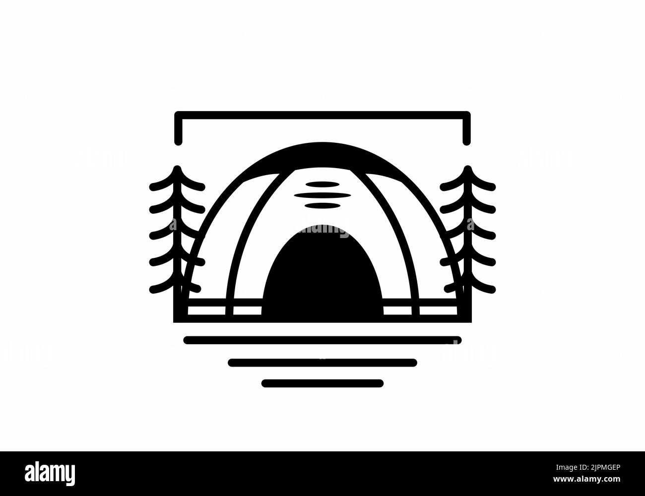 Dome tent for camping in monoline art illustration design Stock Vector ...